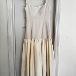Elegant Cream Dropwaist Sleeveless Dress